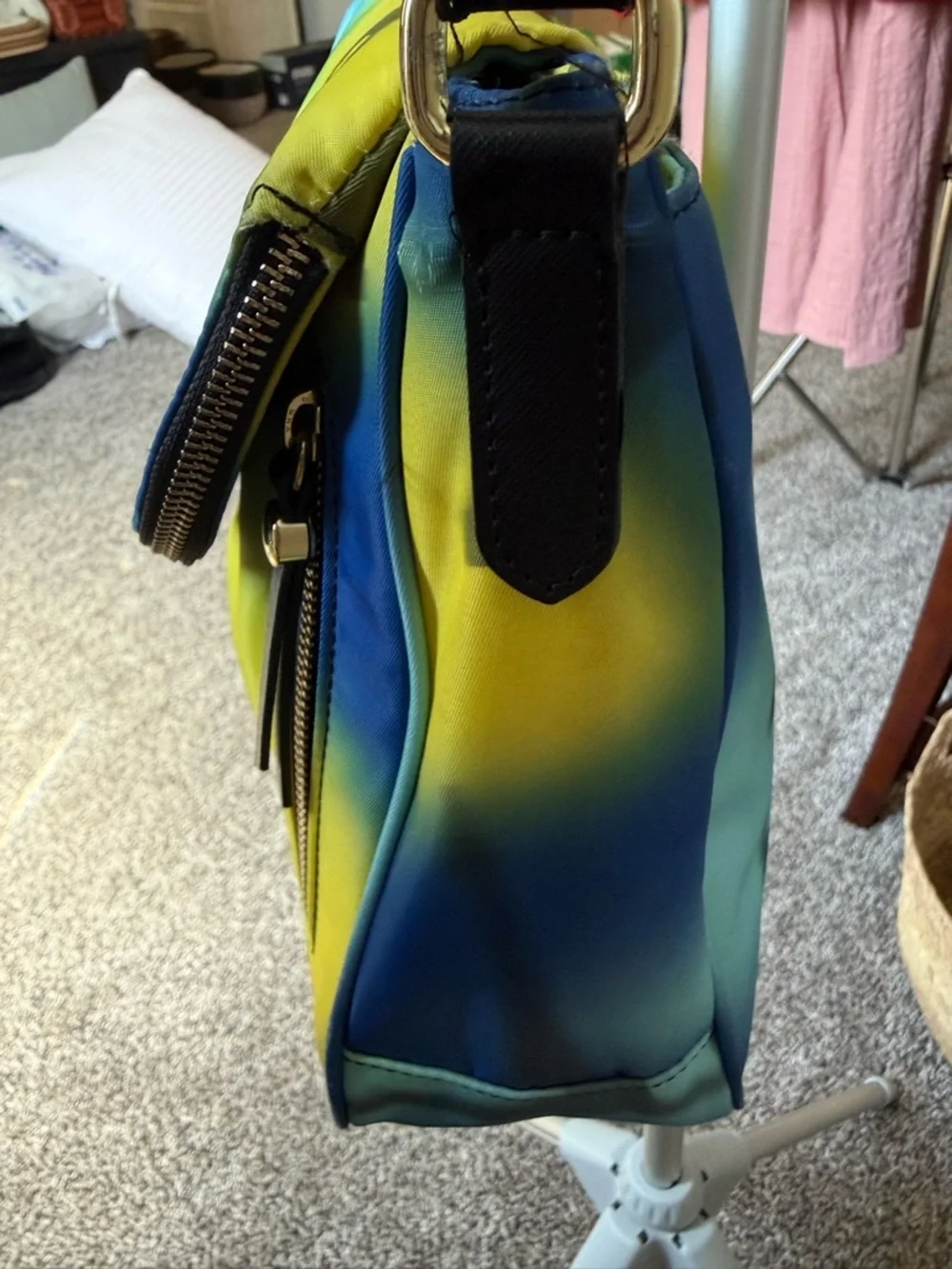 Karl Lagerfeld Paris Cara nylon Blue & Yellow Gradient‎ Eiffel Crossbody Bag